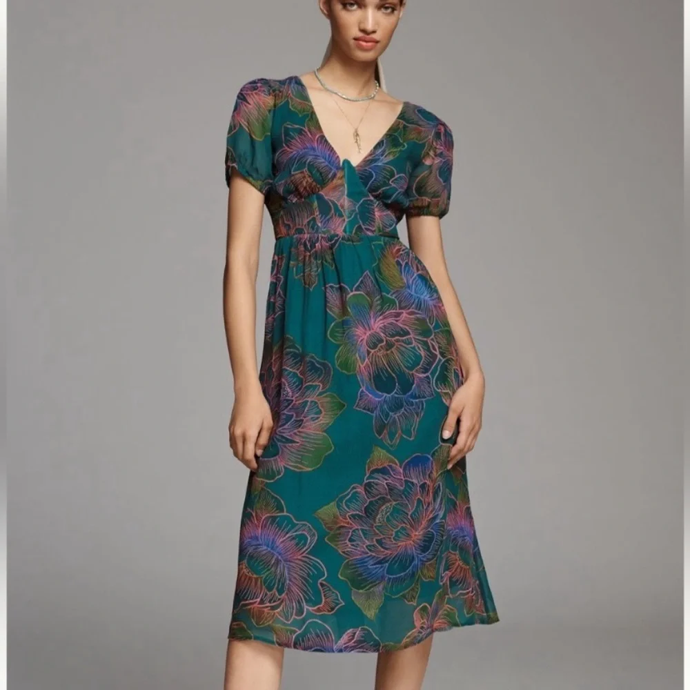 Farm Rio × Anthropologie Puff-Sleeve Corset Dress - Like New (worn once) - M - Picture 1 of 9